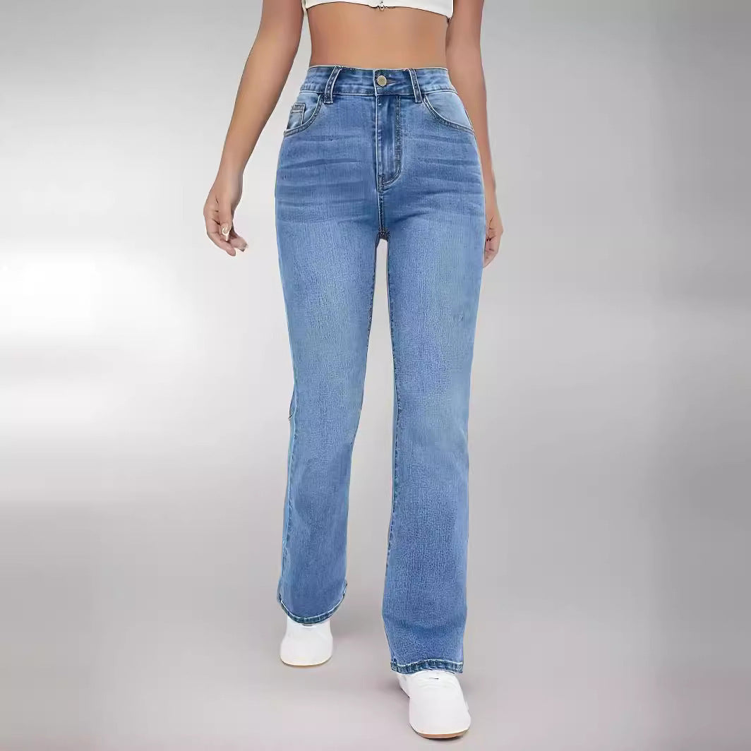 High Waist Straight Slim Fit All-match Stretch Jeans