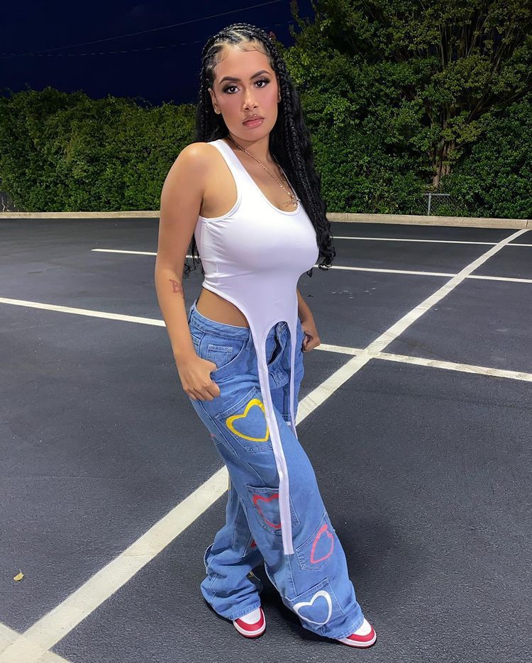 Multi-pocket Colorful Heart Jeans