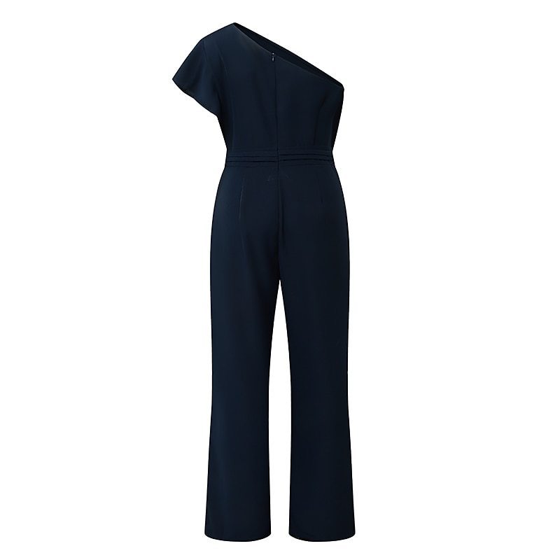 Diagonal Collar Strapless Jumpsuit