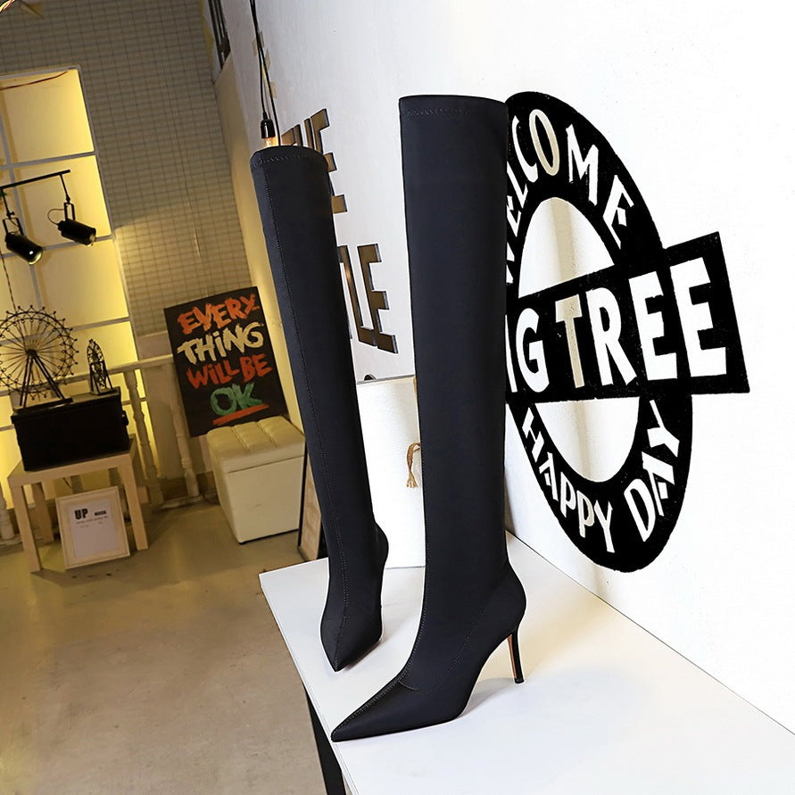 Pointed-toe Over-the-knee Boots