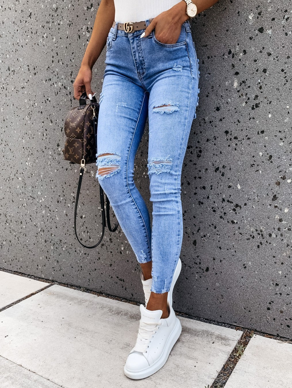 Ripped Slim Fit All-match Pants