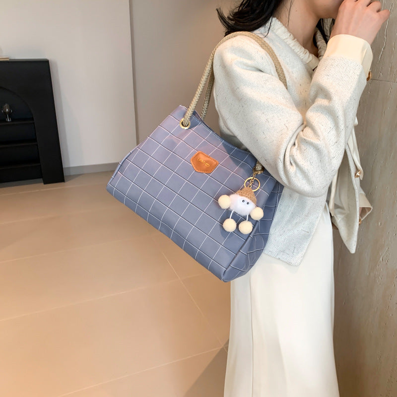 Check Pattern Bag Large Capacity