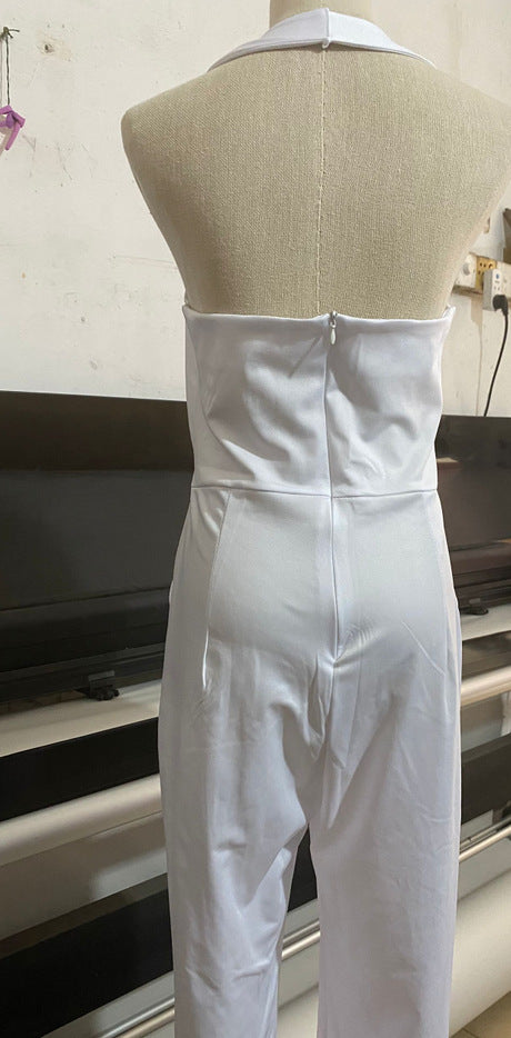 V-neck Halter Backless Sleeveless Jumpsuit