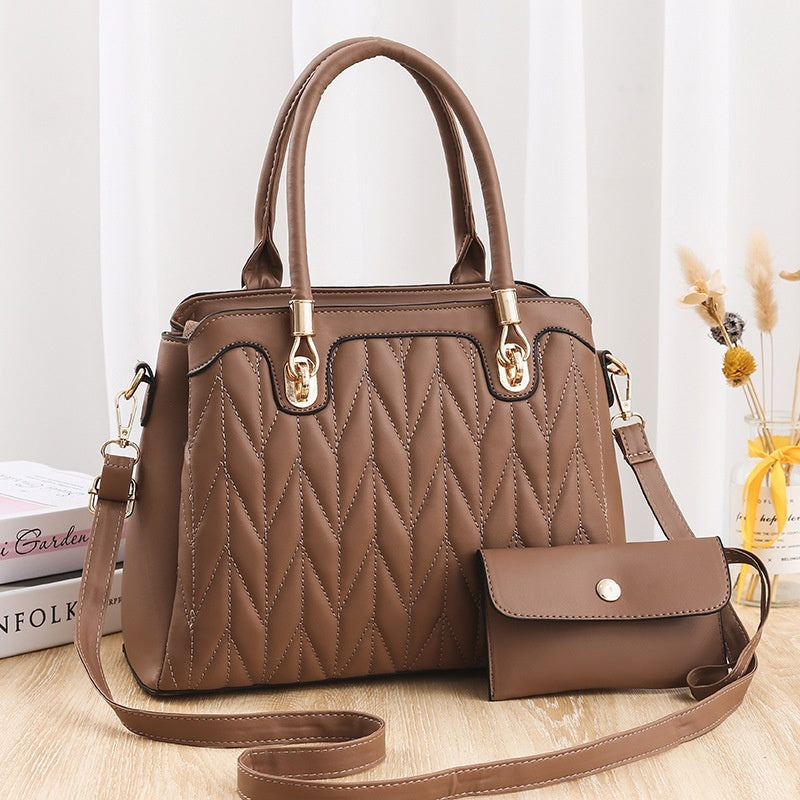 Embroidered Diamond Pattern Handbag