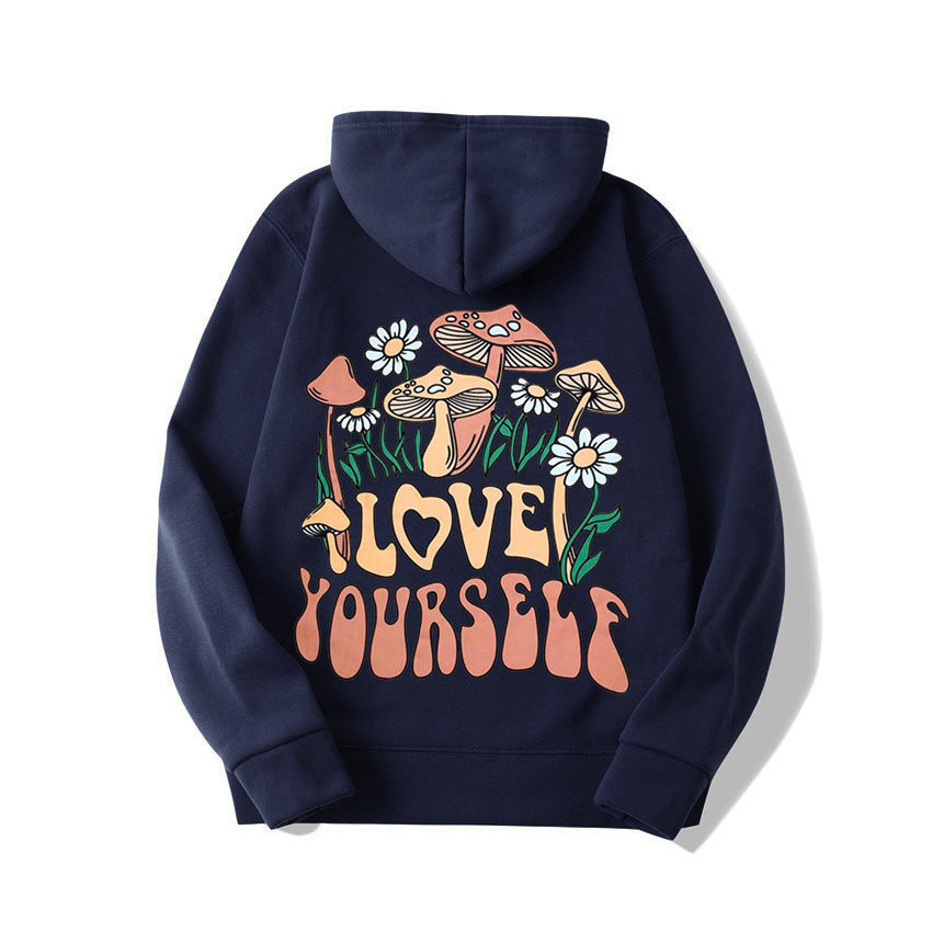 Loose Mushroom Slogan Hoodie