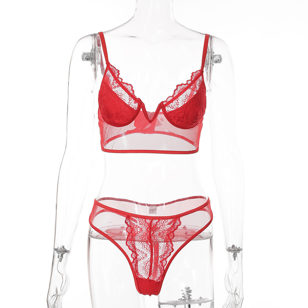Lace flower bra set