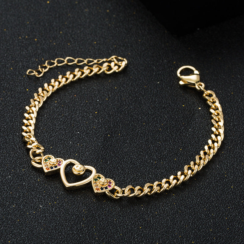 Copper Plated 18K Gold Heart Bracelet