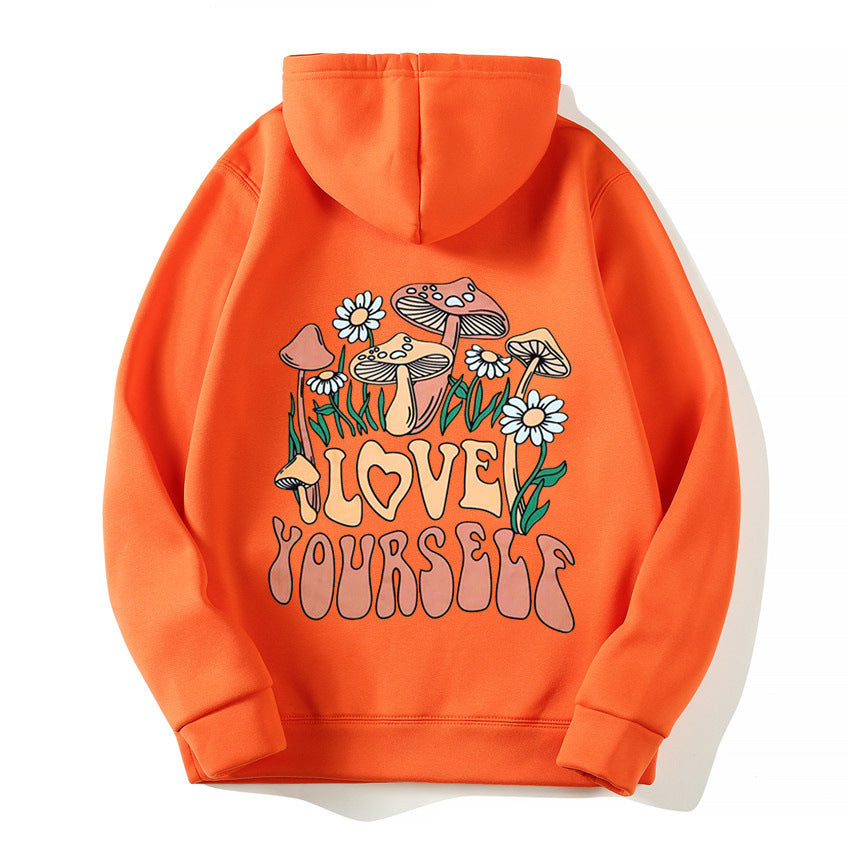 Loose Mushroom Slogan Hoodie