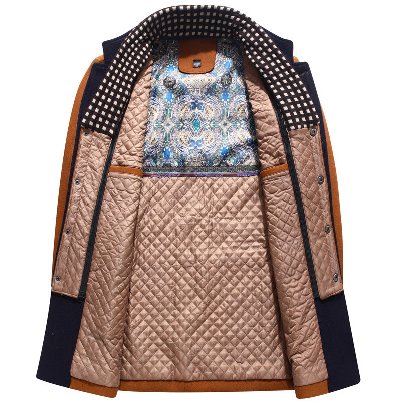 Men's Woolen Coat Thickened Scarf Collar