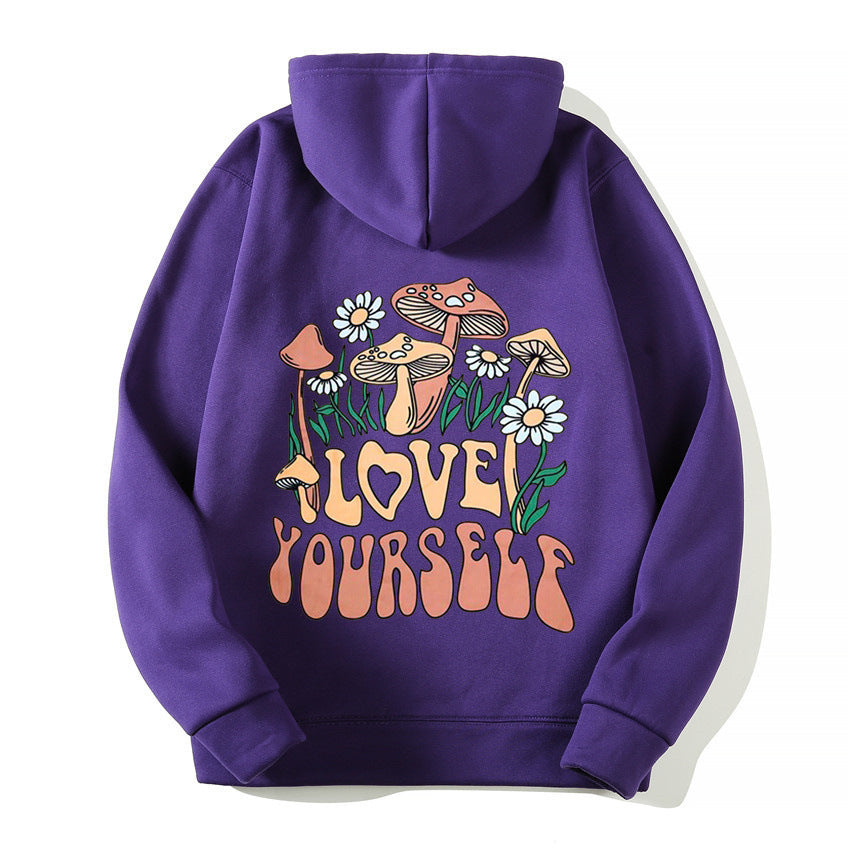 Loose Mushroom Slogan Hoodie