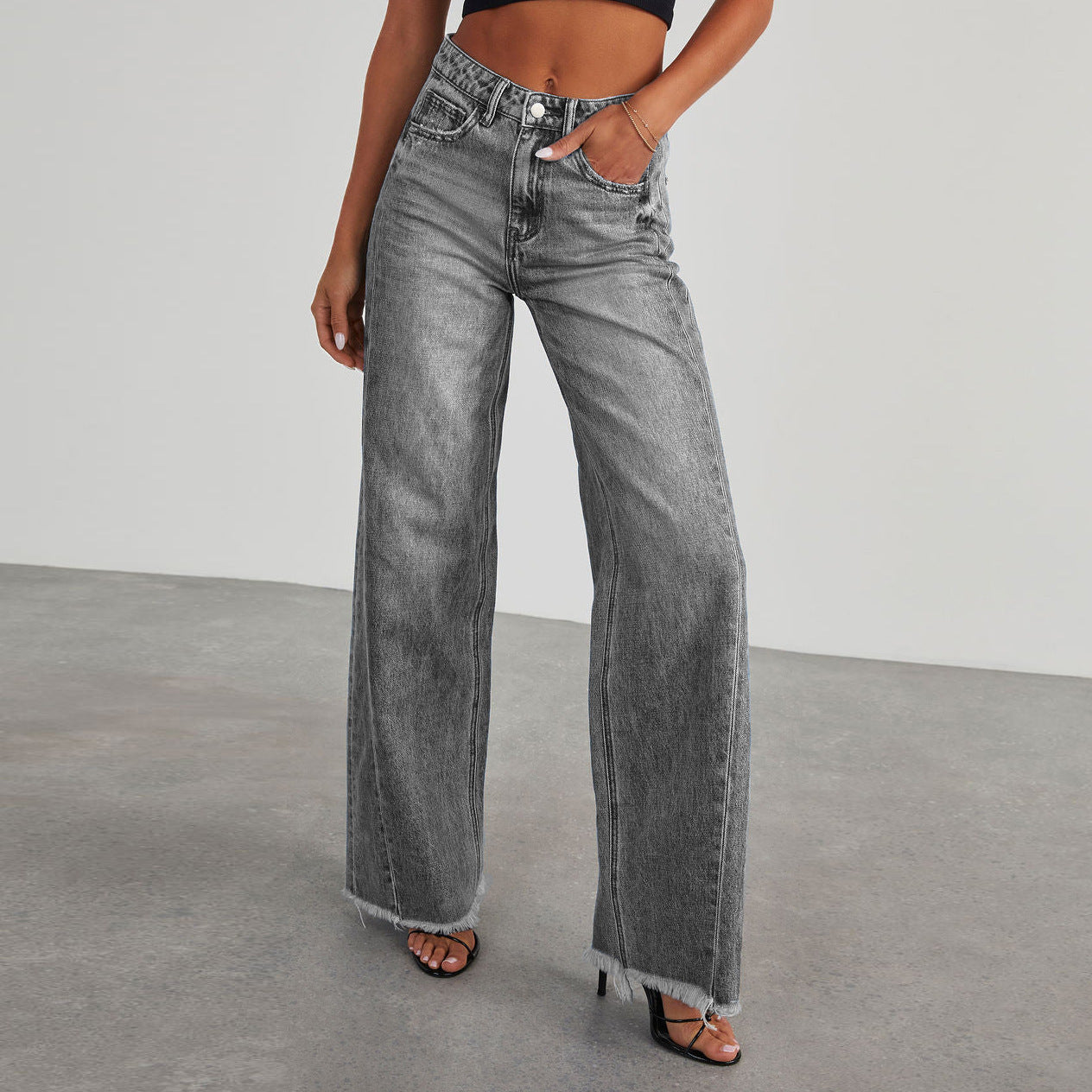 High Waist Jeans With Pockets Slim Fit