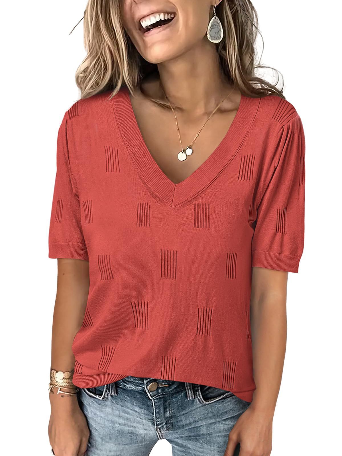 V-neck Lightweight Short Sleeves