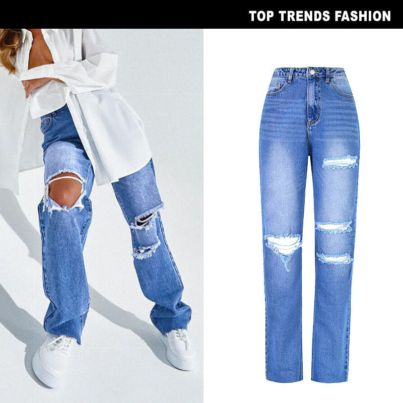 Straight Ripped Jeans