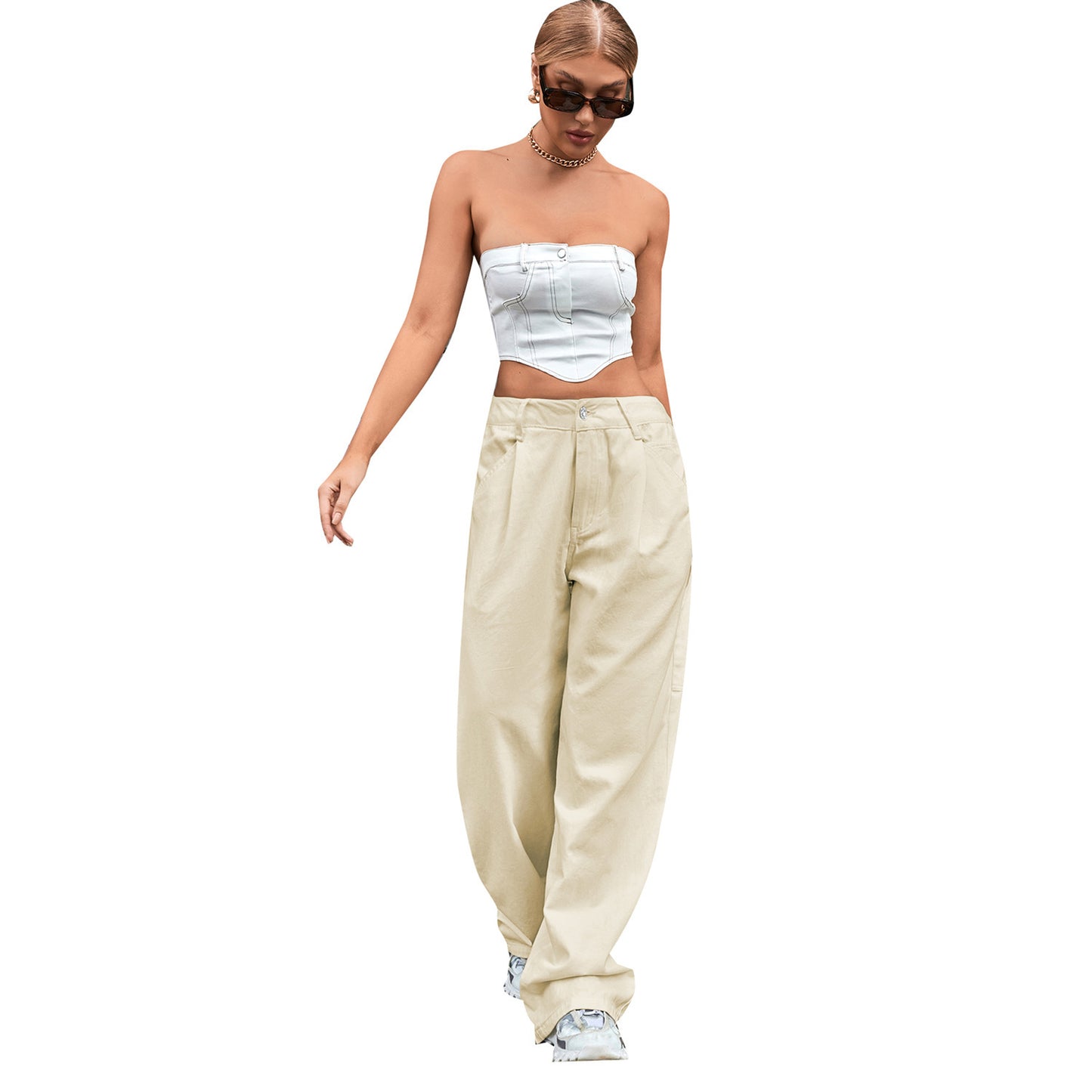 Trendy High Waist Loose Trousers