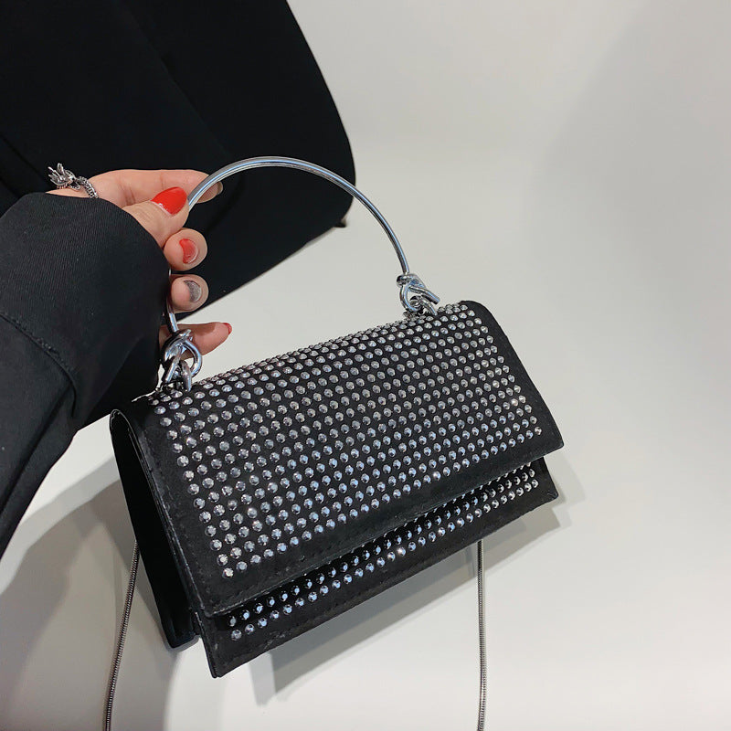 Glitter Crystals Daily Silver Black Shoulder Bag