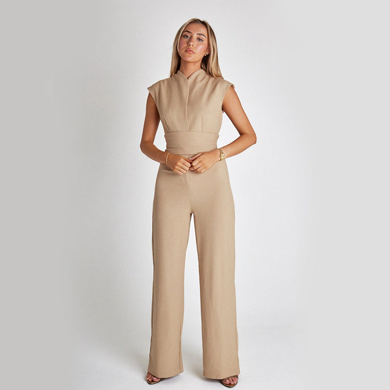 V-neck Casual Wide Leg Long Overalls