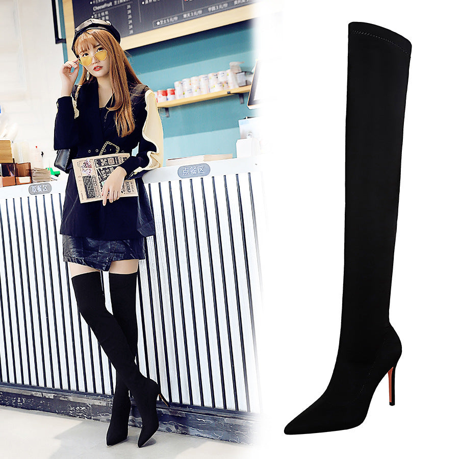 Pointed-toe Over-the-knee Boots