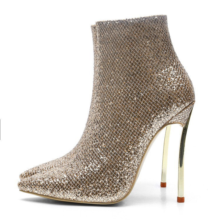 Golden stiletto boots