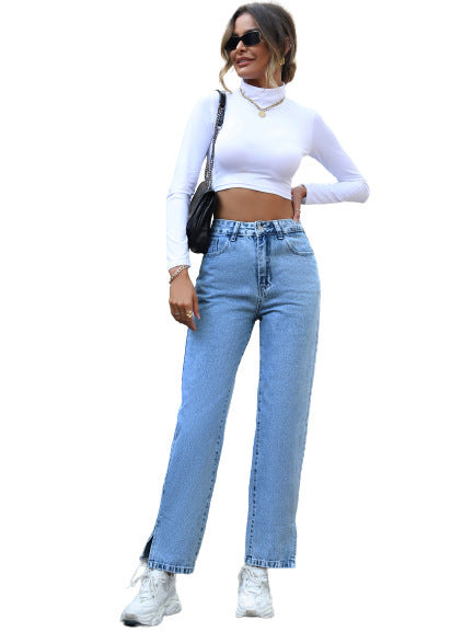 Straight Simple High Waist Trousers