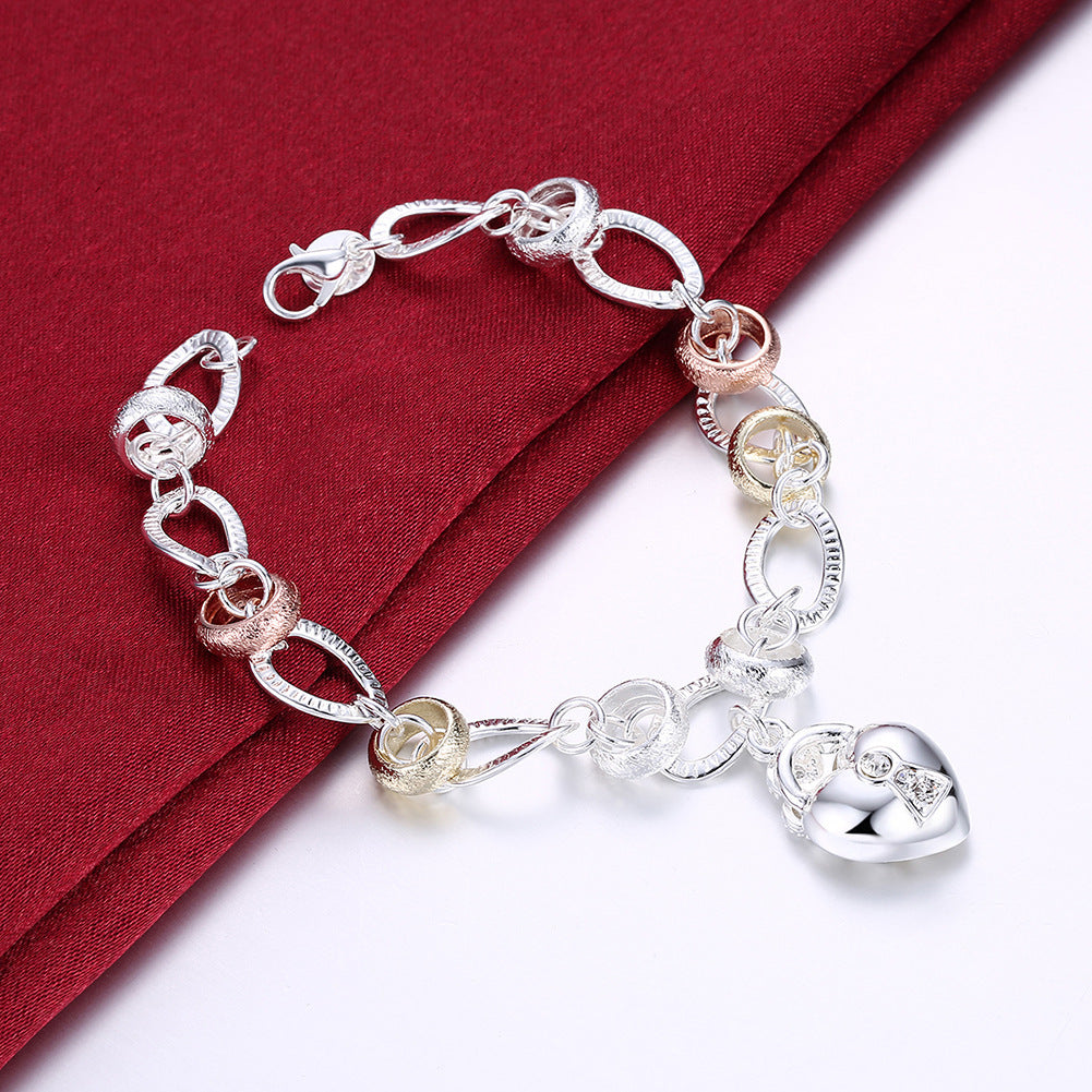 Heart Pendant Flower Bracelet