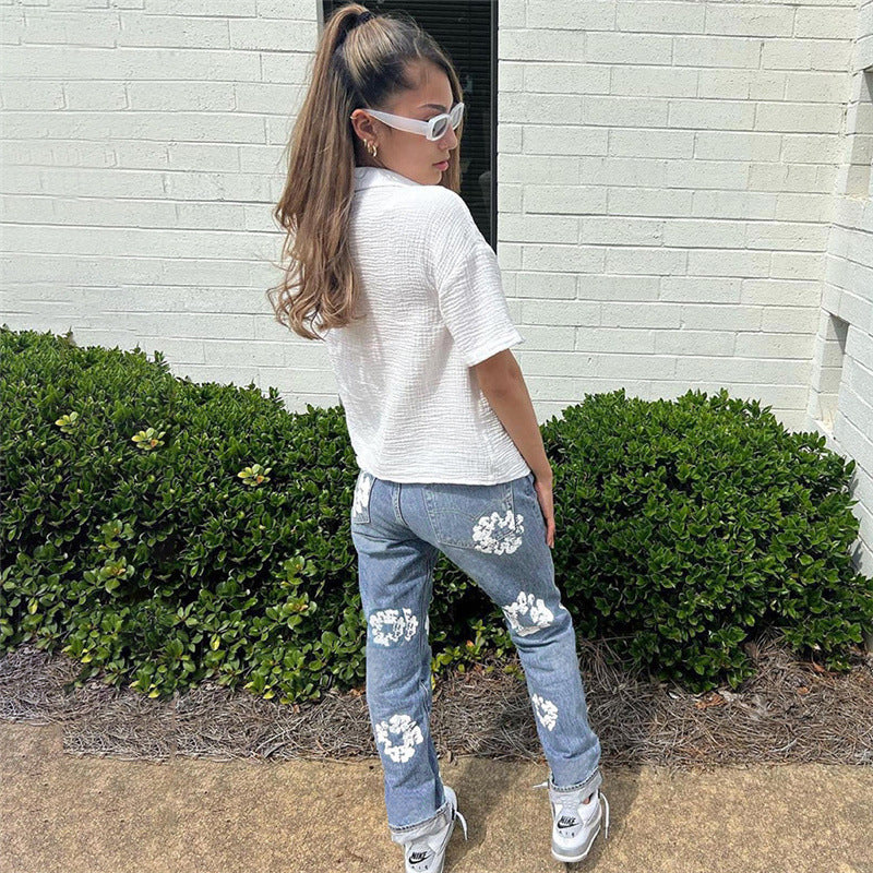High Waist Straight Jeans