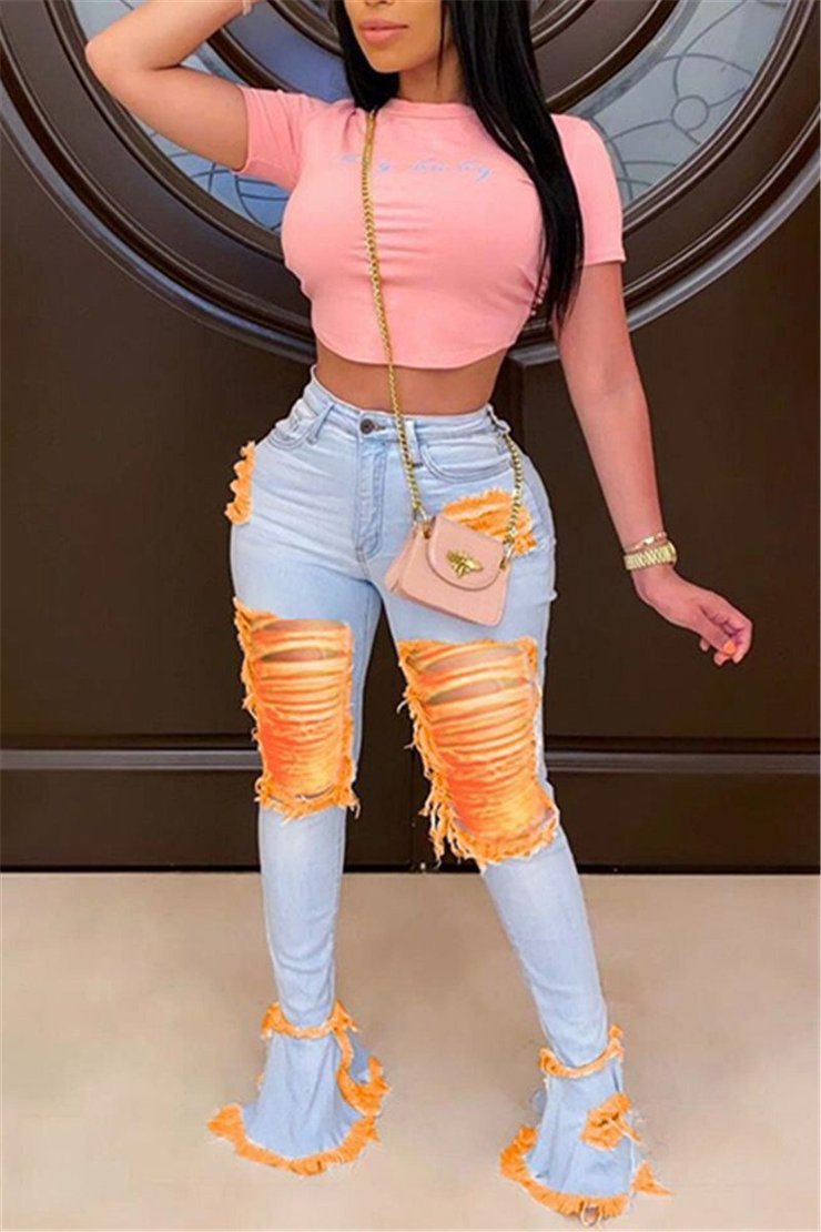 Fringe Ripped Jeans