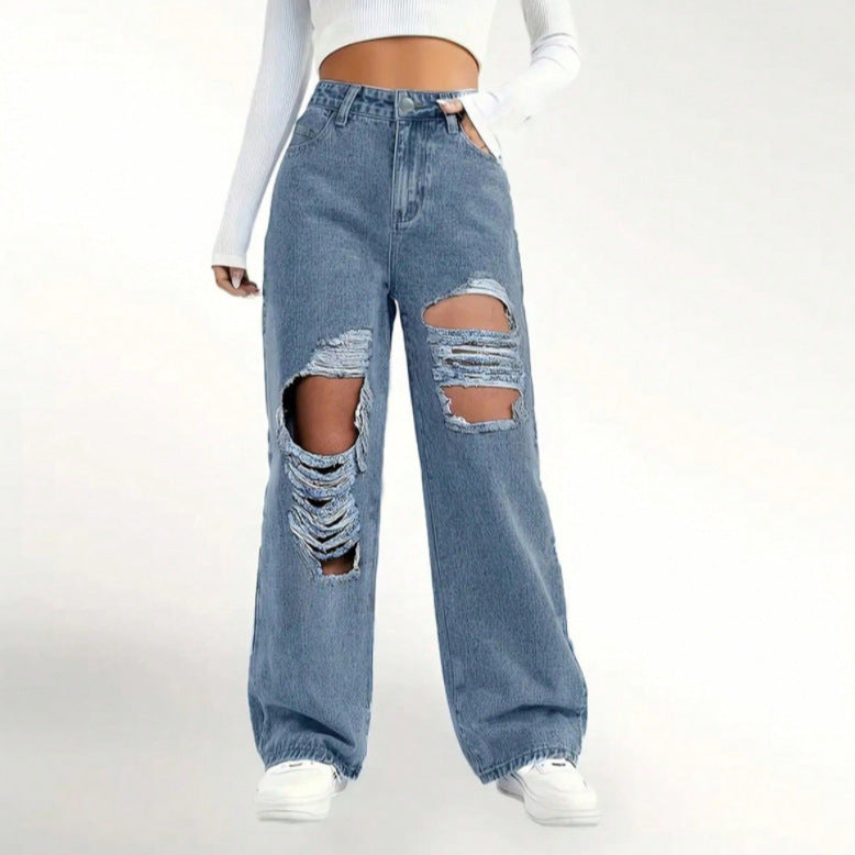 Fashion Ripped High Waist Jeans