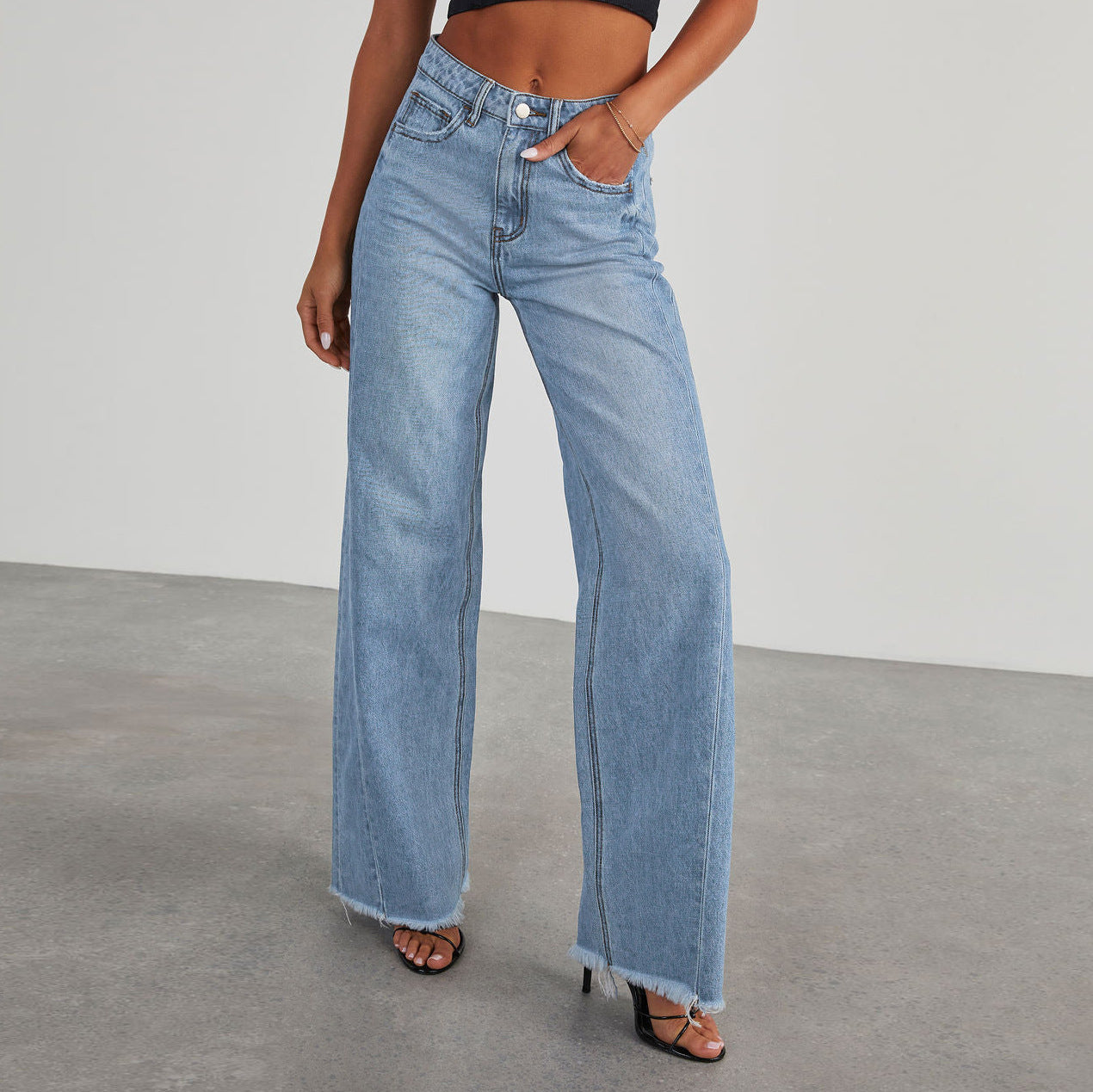 High Waist Jeans With Pockets Slim Fit