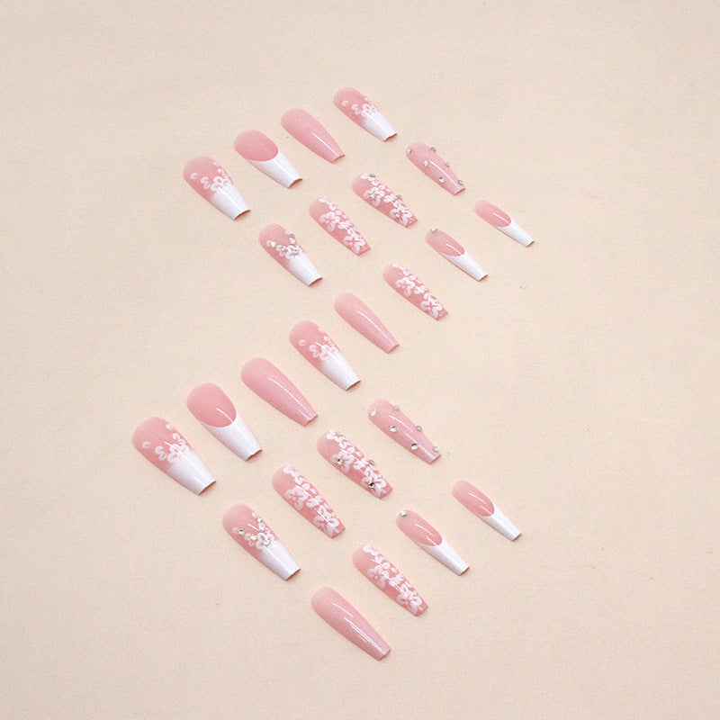 Long Diamond French Nails