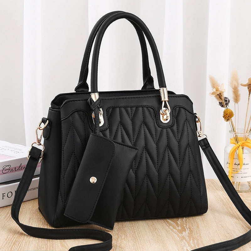 Embroidered Diamond Pattern Handbag