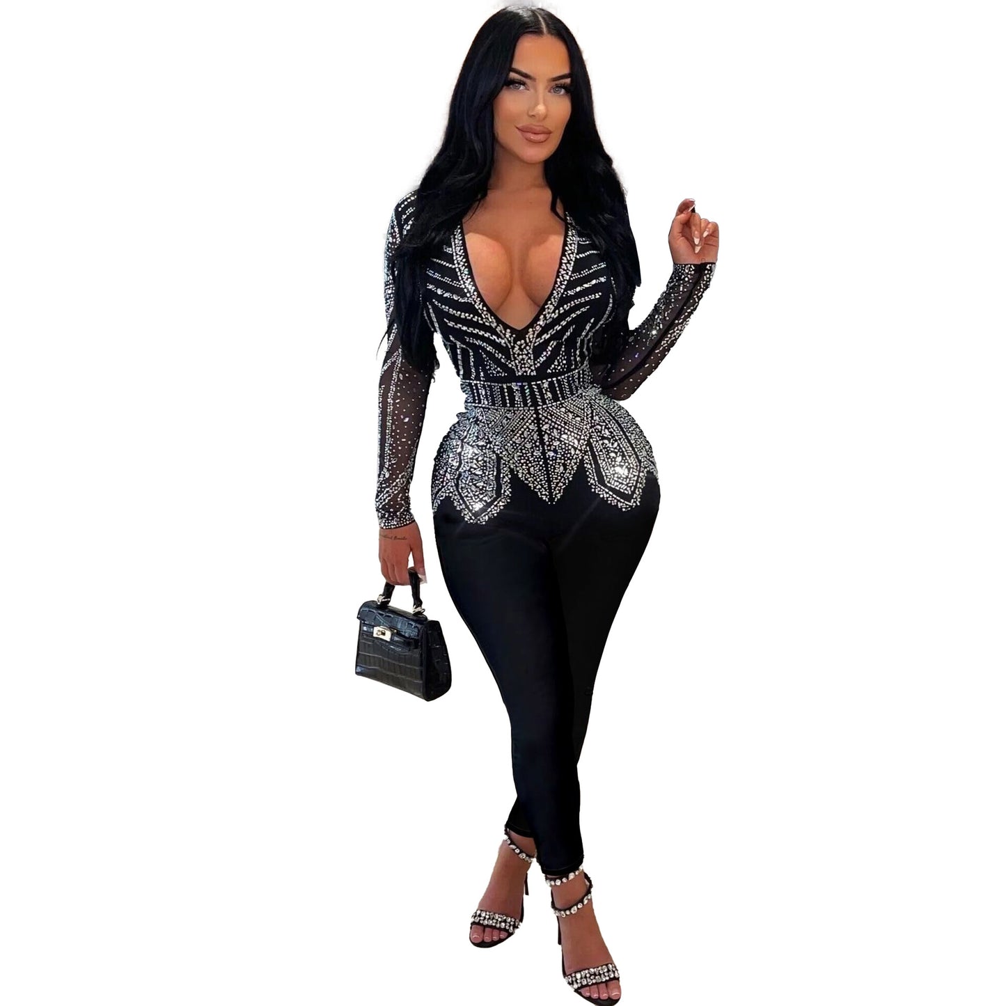 V-neck Stretch Jumpsuit