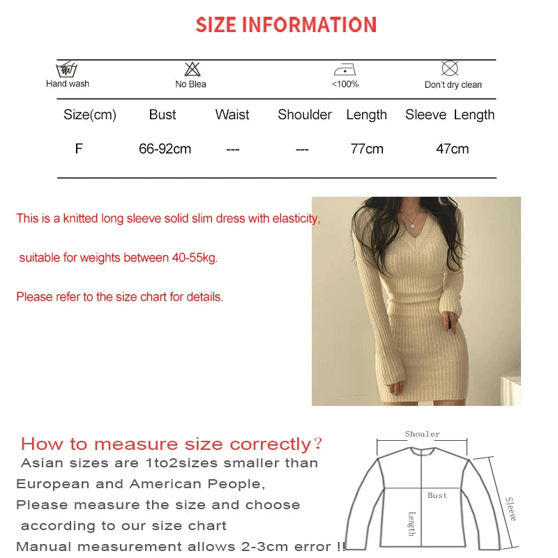 V-Neck Long Sleeve Dress