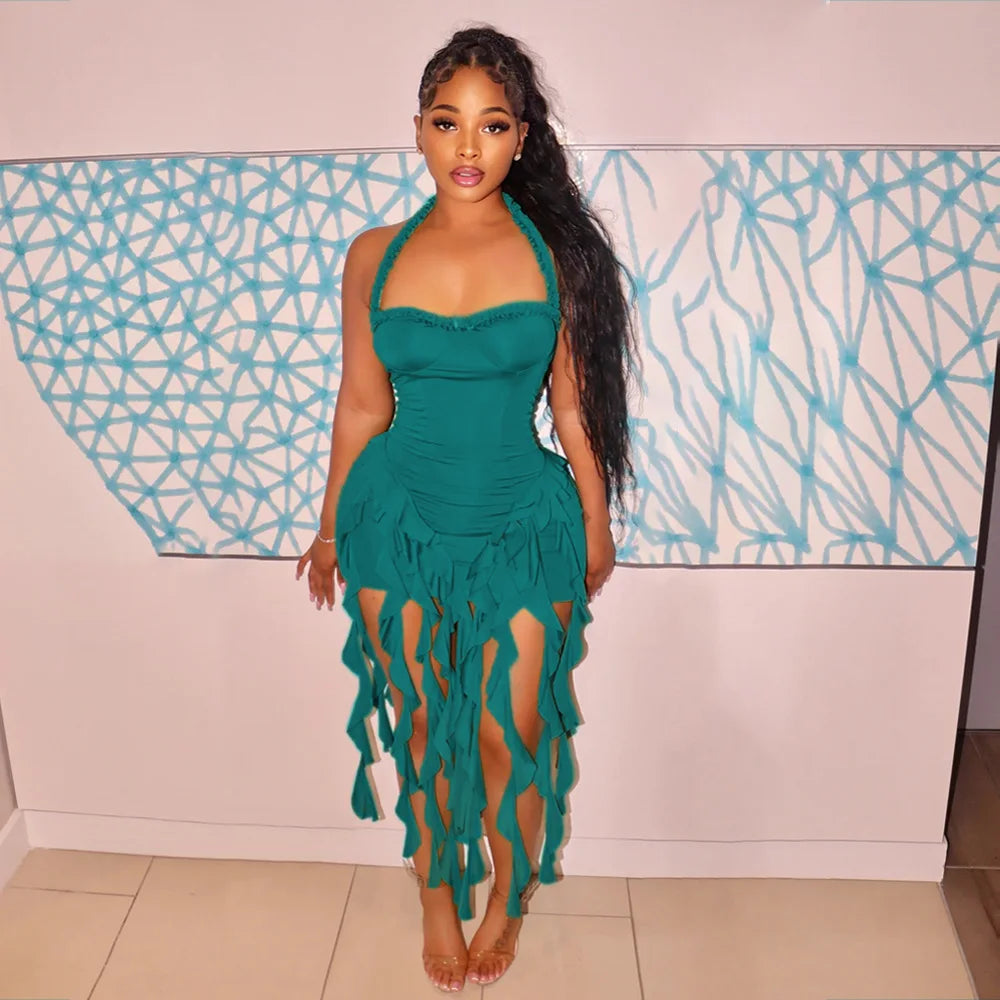 Strapless Halter Party Dress