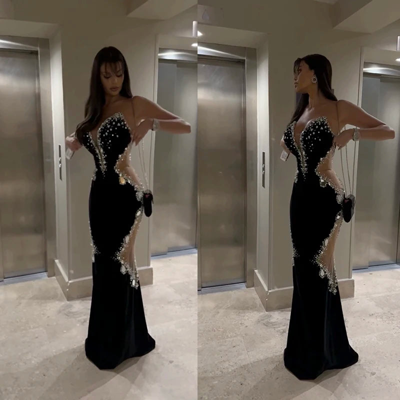 Black Strapless Long Dress
