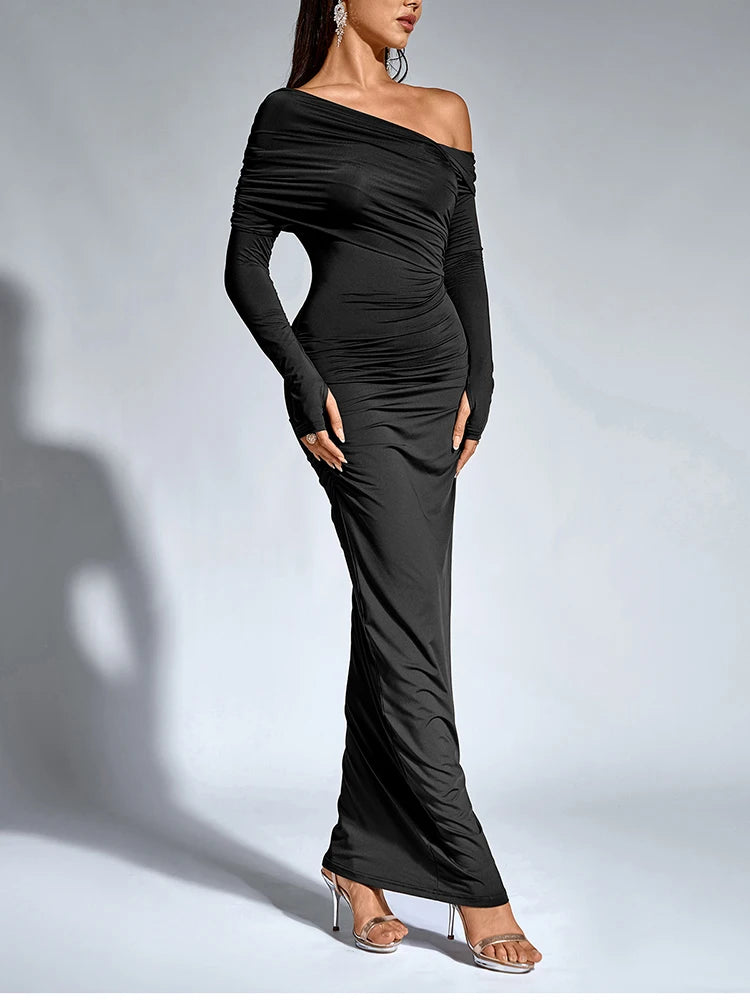 Asymmetric One Shoulder Maxi Dress