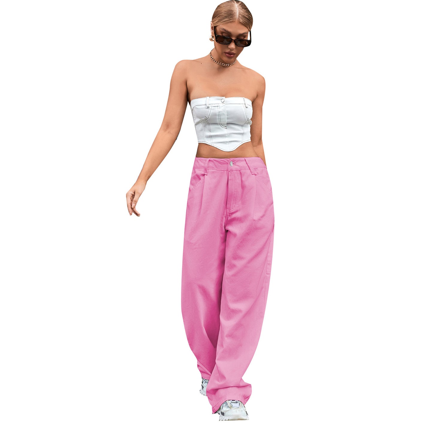 Trendy High Waist Loose Trousers