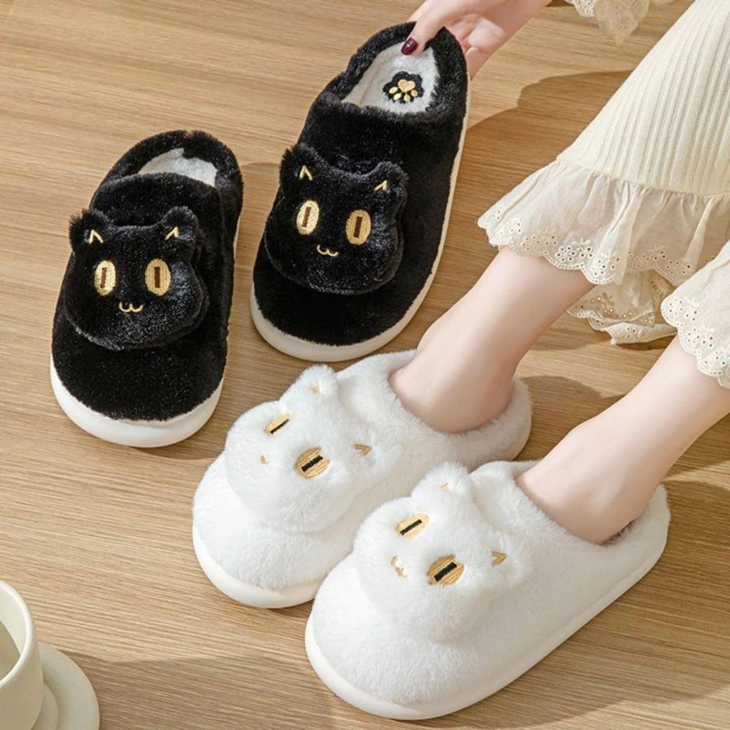 Cat Slippers Soft Plush Slippers