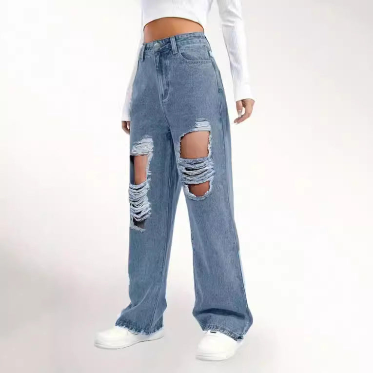 Fashion Ripped High Waist Jeans