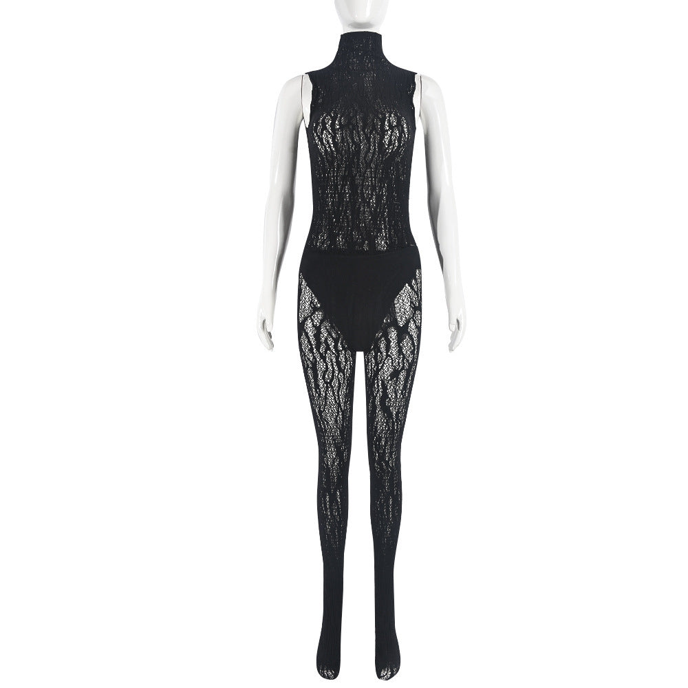 Hollow-out Integrated Pants Suit