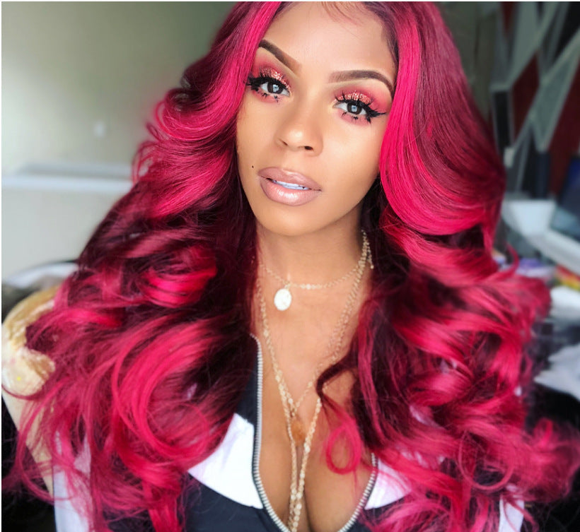 Long Curly Rose Wig