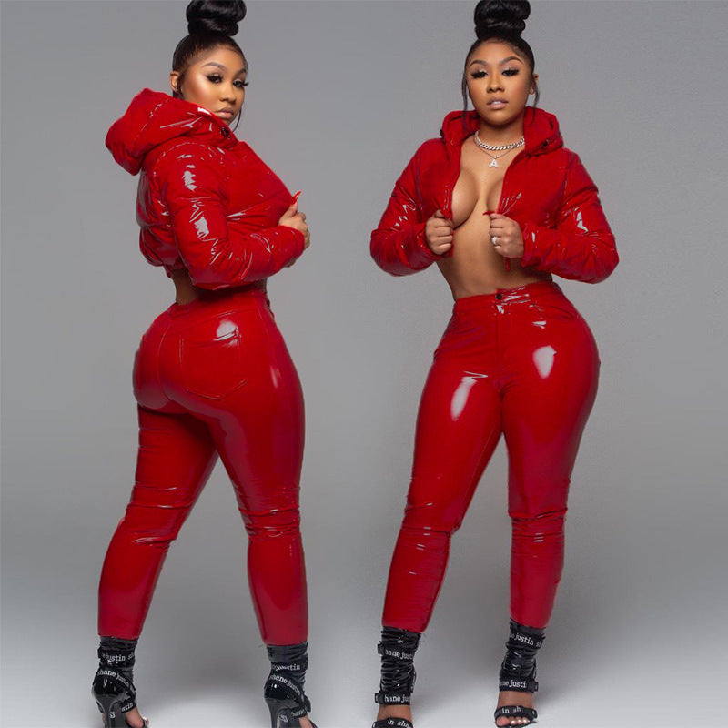 Hooded Coat Low Waist Suit