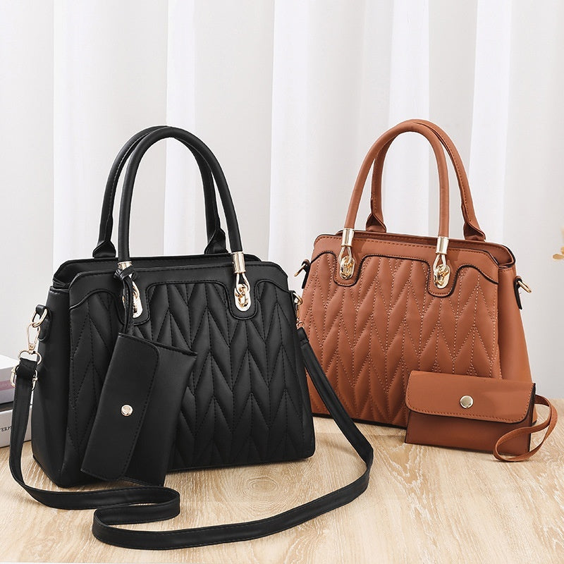 Embroidered Diamond Pattern Handbag