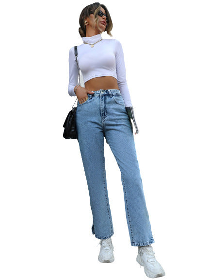 Straight Simple High Waist Trousers