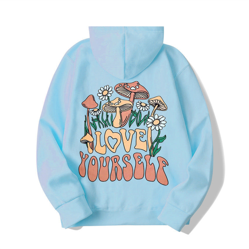 Loose Mushroom Slogan Hoodie