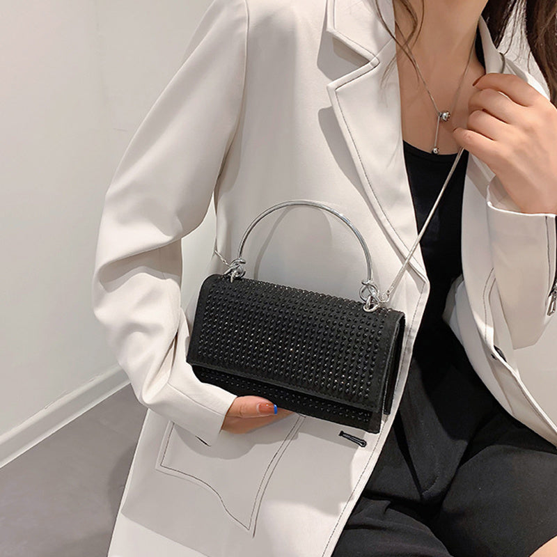 Glitter Crystals Daily Silver Black Shoulder Bag