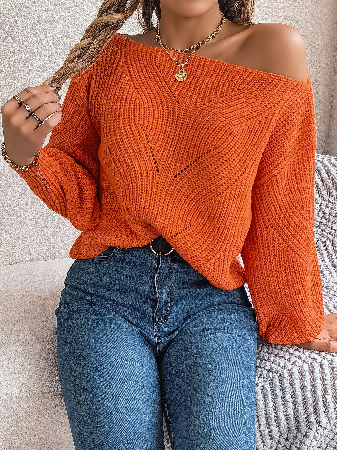 Casual Off-the-shoulder Sweater
