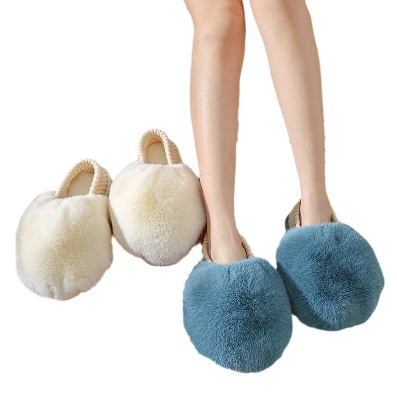 Plush Fluffy Ball Thermal Slippers