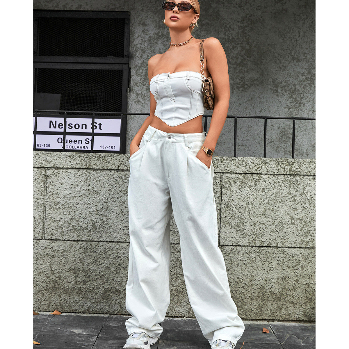 Trendy High Waist Loose Trousers