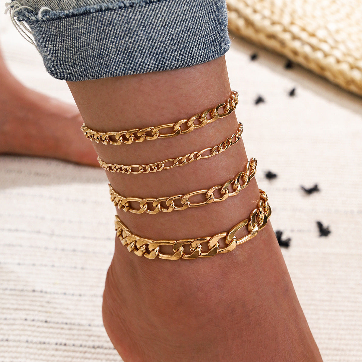 5 Pcs Gold Color Anklets
