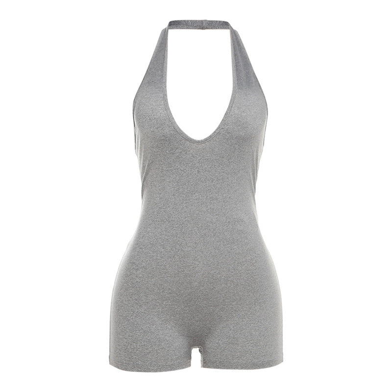 Deep V-neck Backless Tight Jumpsuit